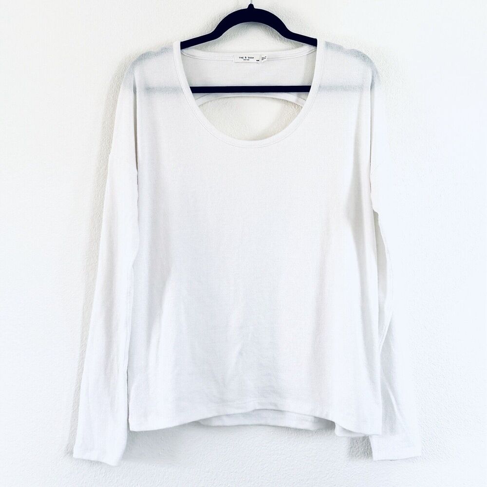 Rag & Bone Women’s Back Cutout Detail Drop Shoulder Long Sleeve Top Shirt